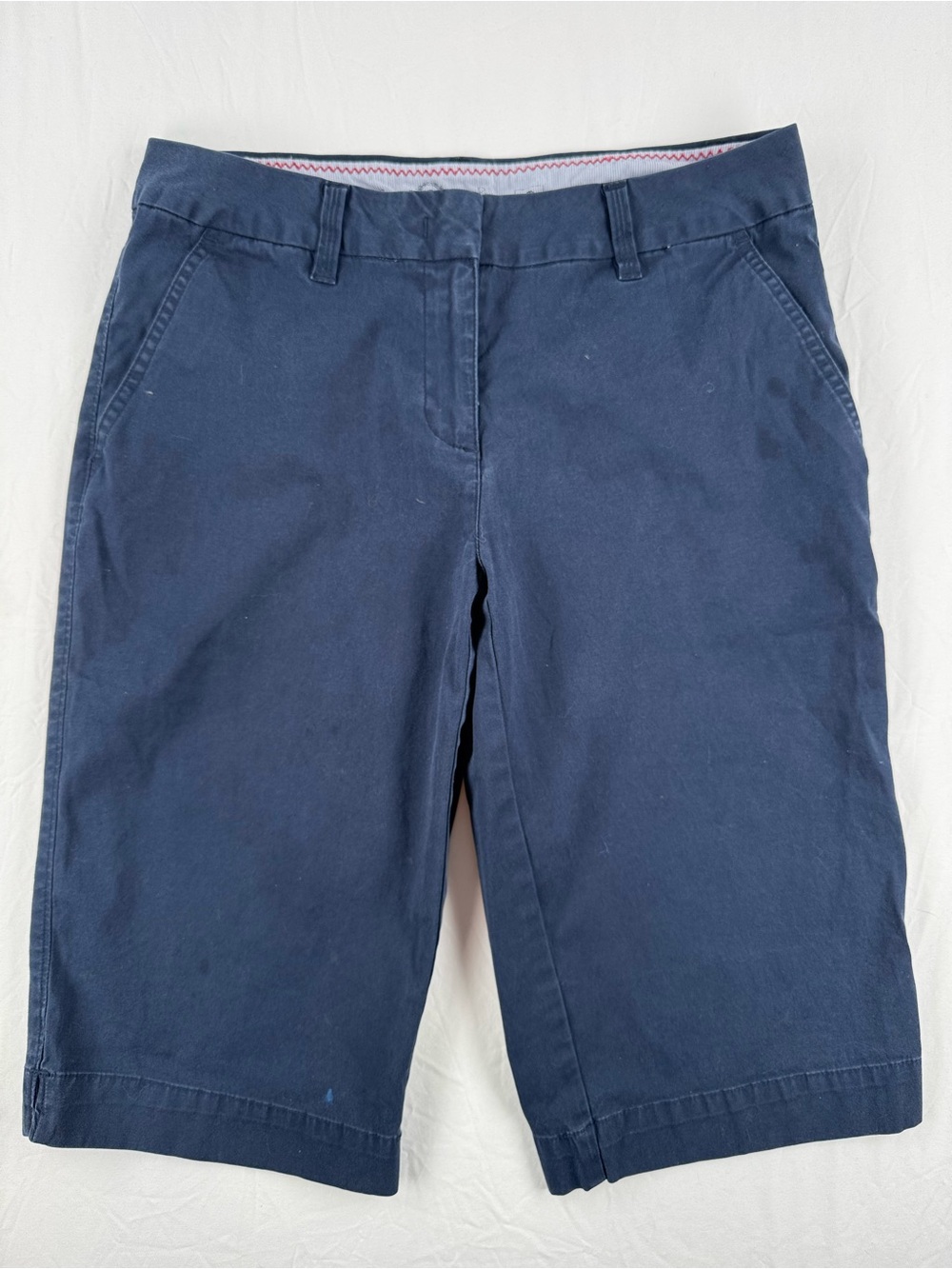 Izod Flat Front Navy Blue Women's Bermuda Shorts - Picture 1 of 8